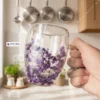 360ml Double Layer Flower Glass High Temperature Resistant Coffee Cup Large Capacity Cup with Handle 360ml Double Layer Flower Glass Coffee Cup for Tea Coffee Milk & Drinks Elegant Heat Resistant Drinkware โ๐โจ