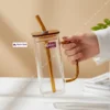 380ml Premium Transparent Borosilicate Glass Mug With Lid & Straw For Milk, Juice & Coffee ☕🍓🥤