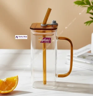 400ml Premium Transparent Borosilicate Glass Mug With Lid & Straw For Milk, Juice & Coffee 380ml Premium Transparent Borosilicate Glass Mug With Lid & Straw For Milk, Juice & Coffee βππ₯€
