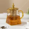 450ml Square Glass Teapot 450ml Square Heat Resistant Glass Teapot With Stainless Steel Infuser For Tea & Coffee Elegant Clear Leaf Design ๐โโจ