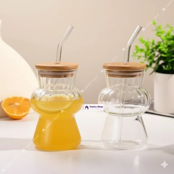 480ml Transparent Borosilicate Glass Cup With Bamboo Lid & Straw For Coffee Tea Juice Everyday Drinkware (2) 480ml Transparent Borosilicate Glass Cup With Bamboo Lid & Straw For Coffee Tea Juice Everyday Drinkware βπΏπ₯€