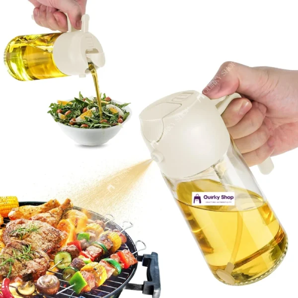 500ml Multifunctional 2-in-1 Premium Glass Oil Dispenser & Sprayer 500ml 2-in-1 Premium Glass Oil Dispenser & Sprayer For Cooking, BBQ, Salad & Air Fryer π³πΏβ¨