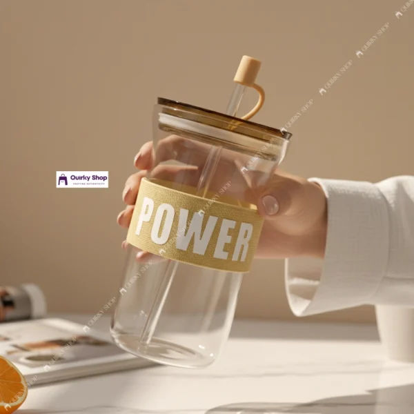 550ml Creative Transparent Borosilicate Glass Cup With Lid & Straw For Coffee Milk Tea Juice Cold Drinks ☕🍹💧