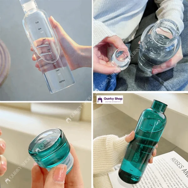 550ml Large Capacity Glass Bottle With Time Marker Cover For Water Drinks Transparent Milk Juice Simple Cup Birthday Gift (7) 550ml Large Capacity Transparent Glass Bottle With Time Marker Cover For Water Juice Milk Gym & School Use π§ππ₯€
