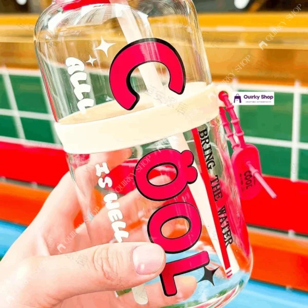 730ml High Borosilicate Glass Tumbler (2) 730ml High Borosilicate Glass Tumbler With Straw Minimalist English Design Coffee Juice Cup For Home Office Travel ☕🥤✨