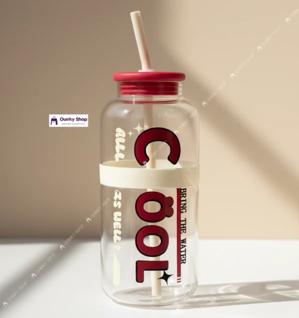 730ml High Borosilicate Glass Tumbler (4) 730ml High Borosilicate Glass Tumbler With Straw Minimalist English Design Coffee Juice Cup For Home Office Travel ☕🥤✨