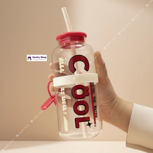 730ml High Borosilicate Glass Tumbler (5) 730ml High Borosilicate Glass Tumbler With Straw Minimalist English Design Coffee Juice Cup For Home Office Travel ☕🥤✨