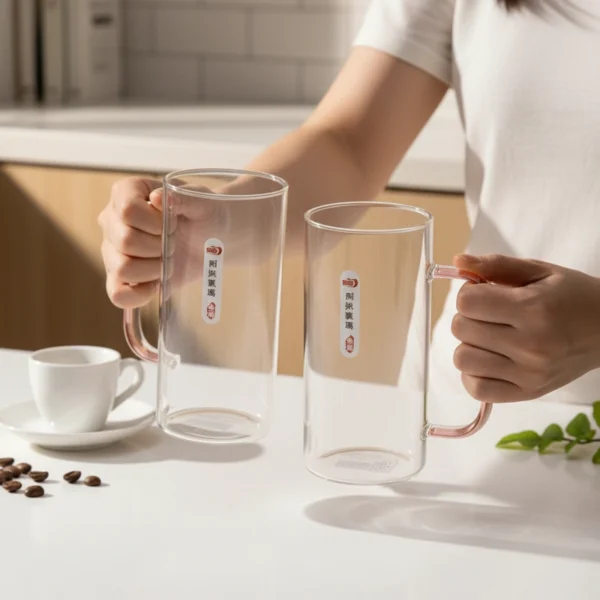 400ml Premium Double Transparent Borosilicate Glass Mug Set With Handle For Coffee, Milk, Tea & Juice ☕💎🥛