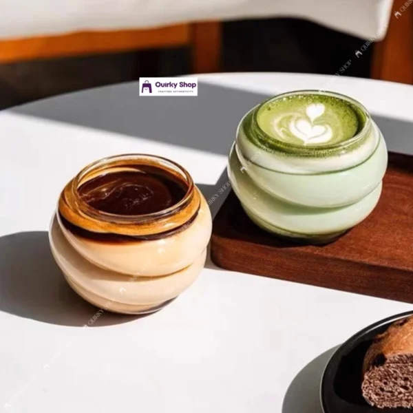 Coffee Juice Glass cup (1) Wavy Shaped Glass Cup β High-Temperature Double Layer Coffee & Matcha Cup βπβ¨